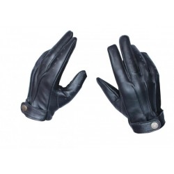 Men's Black Biker Leather Gloves