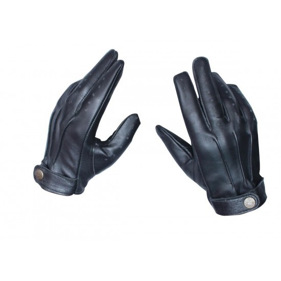Men's Black Biker Leather Gloves