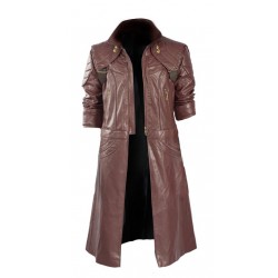 DMC Dante Maroon Leather Coat