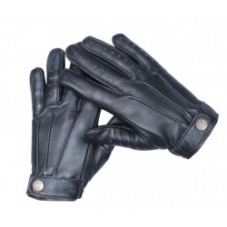 Men's Black Biker Leather Gloves