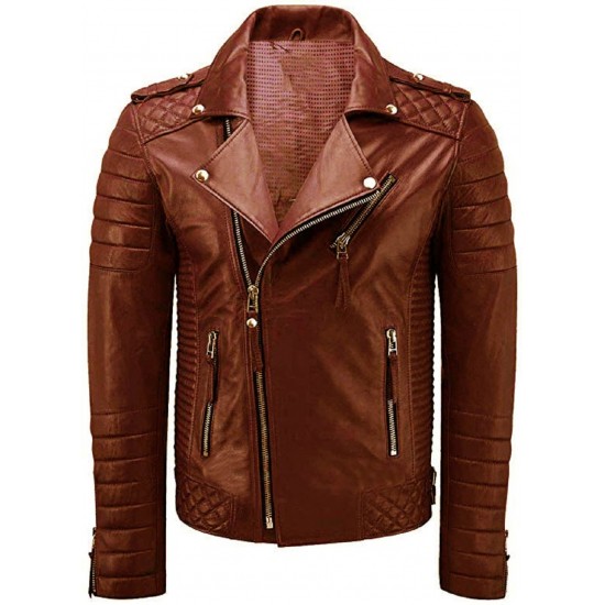 Men's Brando Brown Leather Jacket - Brown Brando Jacket