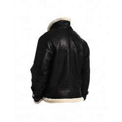 Men's Fur Hooded Black Leather Jacket - B3 Aviator Pilot Jacket