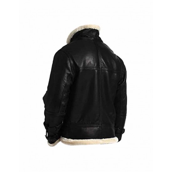 Men's Fur Hooded Black Leather Jacket - B3 Aviator Pilot Jacket Men's Fur Hooded Black Leather Jacket - B3 Aviator Pilot Jacket