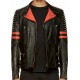 Men's Brando Studded Leather Jacket - Red Stripes Black