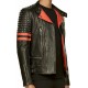 Men's Brando Studded Leather Jacket - Red Stripes Black