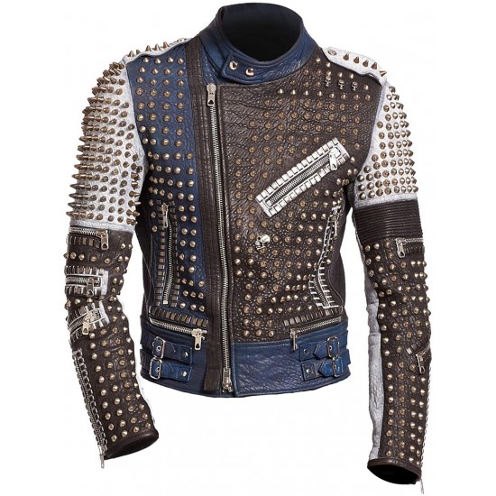 Men's Studded Leather Jacket - Studded Punk Jacket
