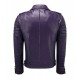 Slim Fit Brando Quilted Purple Leather Jacket for Men