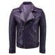 Slim Fit Brando Quilted Purple Leather Jacket for Men