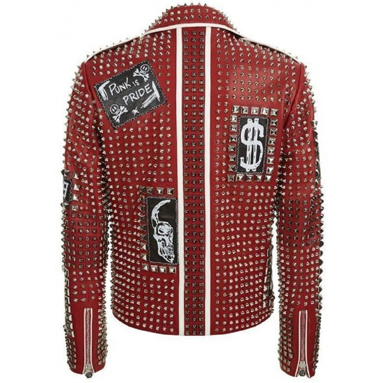 Men's Studded Leather Jacket - Studded Brando Jacket