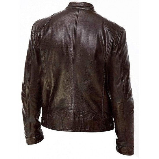 Men's Motorcycle Biker Jacket - Slim Fit Leather Jacket Men