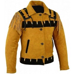 Cowboy Leather Jacket - Cowboy Fringe Jacket in Camel