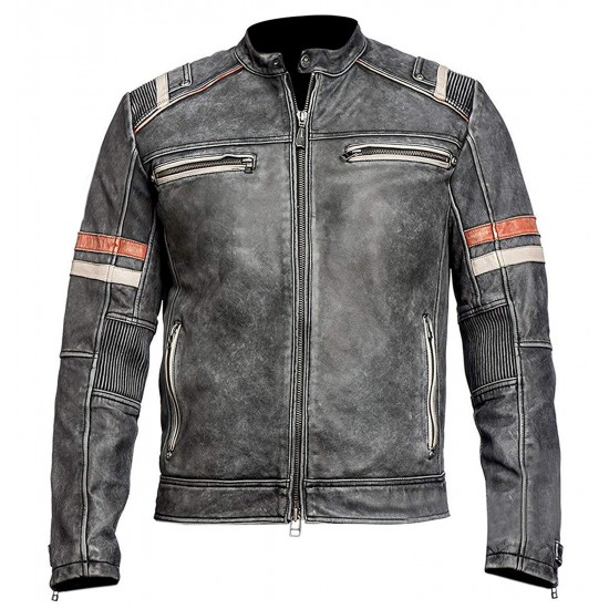 Men's Cafe Racer Jacket - Motorcycle Black Leather Jacket
