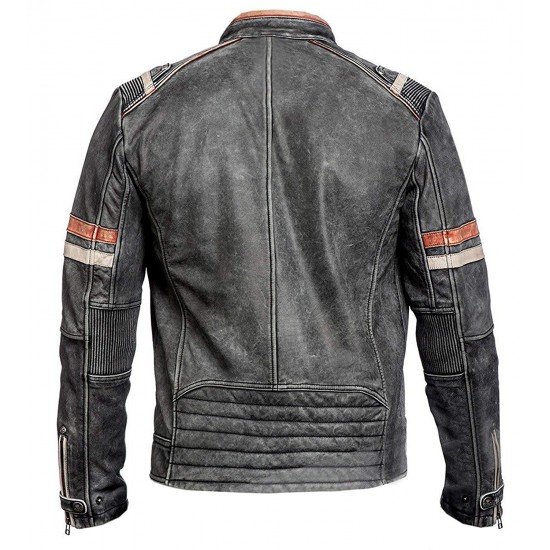 Men's Cafe Racer Jacket - Motorcycle Black Leather Jacket