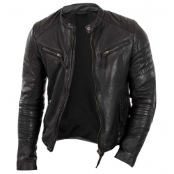 Biker Black Leather Jacket - Vintage Biker Jacket
