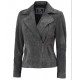 Women's Brando Grey Suede Leather Jacket