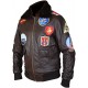 Top Gun Tom Cruise Fur Pilot Brown Leather Jacket Top Gun Tom Cruise Fur Pilot Brown Leather Jacket