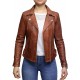 Ladies Brando Leather Jacket - Brown Brando Jacket