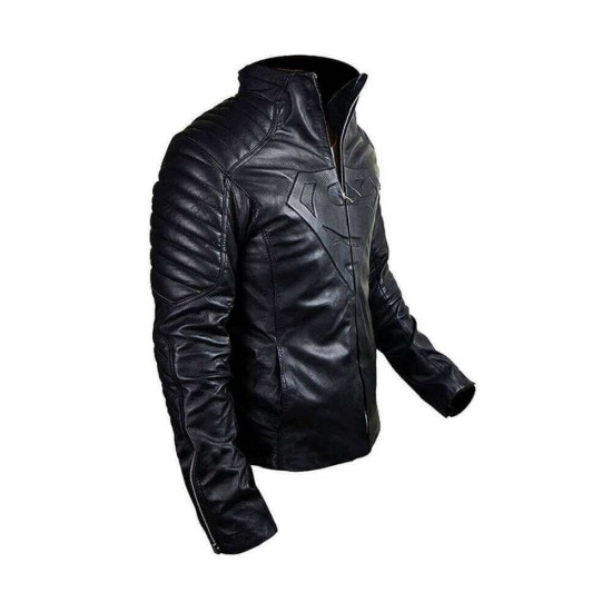 Superman Man of Steel Biker Black Leather Jacket
