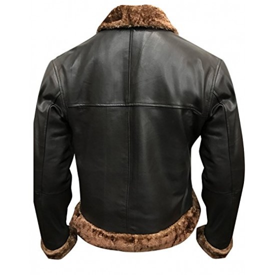 Men's B3 Artificial Fur Black Shearling Bomber Leather Jacket