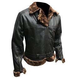 Men's B3 Artificial Fur Black Shearling Bomber Leather Jacket