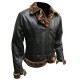 Men's B3 Artificial Fur Black Shearling Bomber Leather Jacket