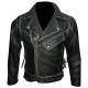 Asymmetrical Zipper Brando Biker Distressed Black Leather Jacket