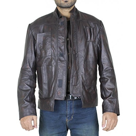 Star Wars Force Awakens Han Solo Brown Leather Jacket