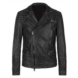 Asymmetrical Lapel Collar Brando Biker Leather Jacket