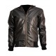 Cross Front Slim Fit Bomber Leather Jacket