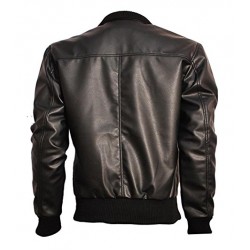 Cross Front Slim Fit Bomber Leather Jacket