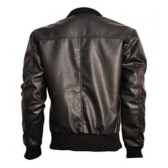 Cross Front Slim Fit Bomber Leather Jacket