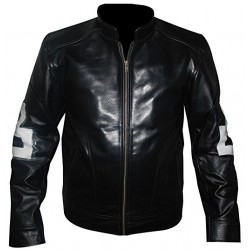 Men's Bomber 8 Balls Black Real Leather Jacket
