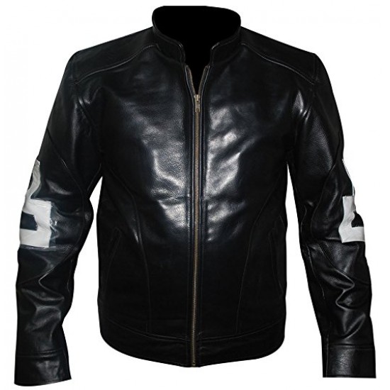 Men's Bomber 8 Balls Black Real Leather Jacket