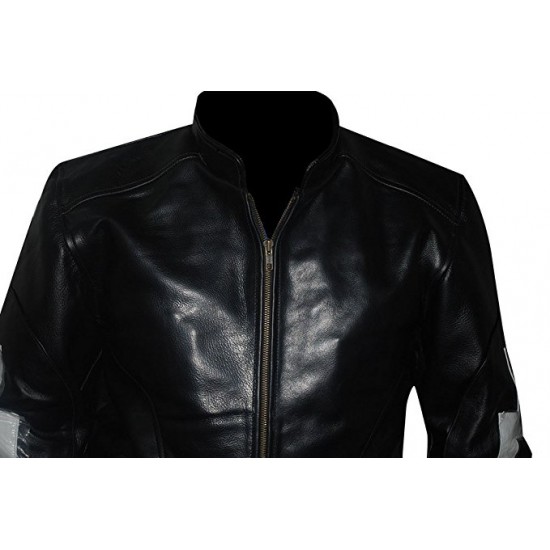 Men's Bomber 8 Balls Black Real Leather Jacket
