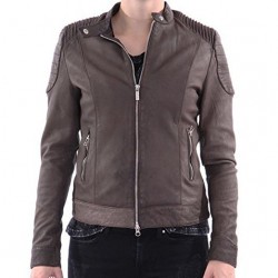 Slimfit Women's Brown Quilted Biker Leather Jacket