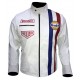 Steve McQueen White Gulf Le Mans Biker Synthetic Leather Jacket
