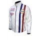 Steve McQueen White Gulf Le Mans Biker Synthetic Leather Jacket
