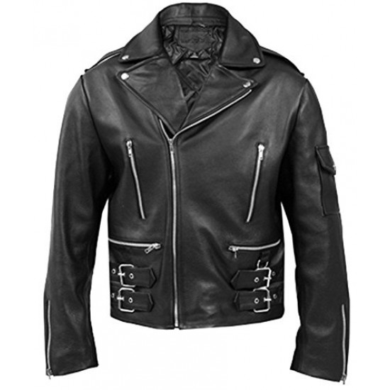 Terminator Black Brando Men's Biker Leather Jacket