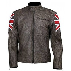 UK FLAG VINTAGE MENS MOTORCYCLE CAFE RACER JACKET