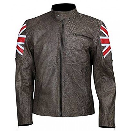 UK FLAG VINTAGE MENS MOTORCYCLE CAFE RACER JACKET UK FLAG VINTAGE MENS MOTORCYCLE CAFE RACER JACKET