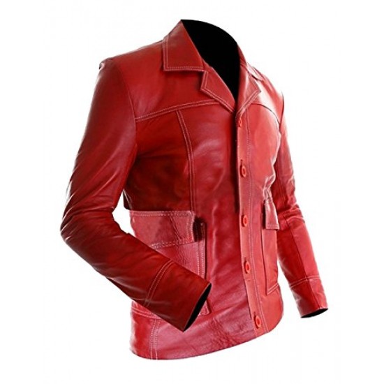 Fight Club Brad Pitt (Tyler Durden) Red Leather Coat