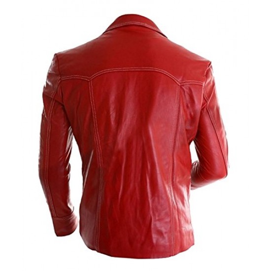 Fight Club Brad Pitt (Tyler Durden) Red Leather Coat