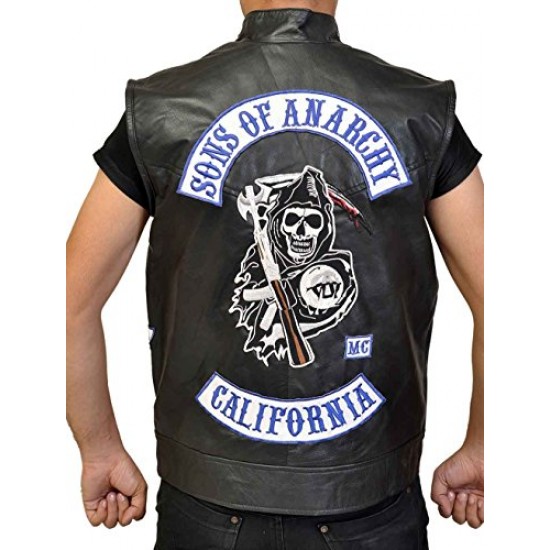 President Redwood MC Rider Grim Reaper Black Leather Vest