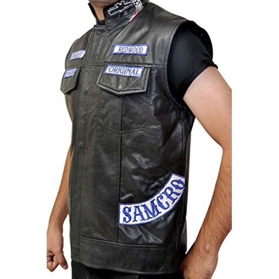 President Redwood MC Rider Grim Reaper Black Leather Vest