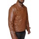 Men's Brown The Rocketeer Biker Synthetic Leather Jacket