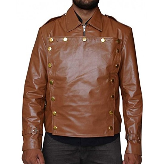 Men's Brown The Rocketeer Biker Synthetic Leather Jacket