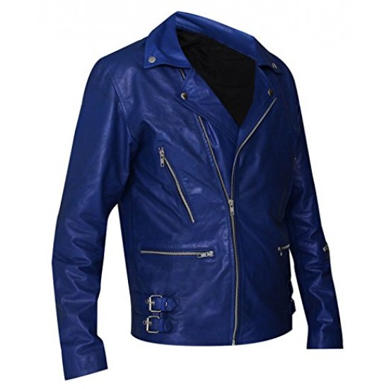 30 Seconds to Mars Jared Leto Blue Leather Jacket 30 Seconds to Mars Jared Leto Blue Leather Jacket