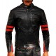 Red Stripes Fight Club Hybrid Mayhem Retro Motorcycle Faux Leather Jacket