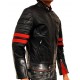 Red Stripes Fight Club Hybrid Mayhem Retro Motorcycle Faux Leather Jacket