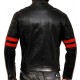 Red Stripes Fight Club Hybrid Mayhem Retro Motorcycle Faux Leather Jacket